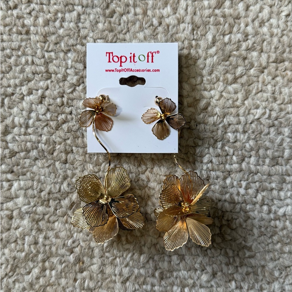 Top It Off Gold Floral Earrings